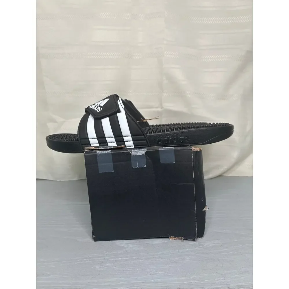 Adidas Adissage Massage Slide Sandals Black White Mens 13/Womens 14